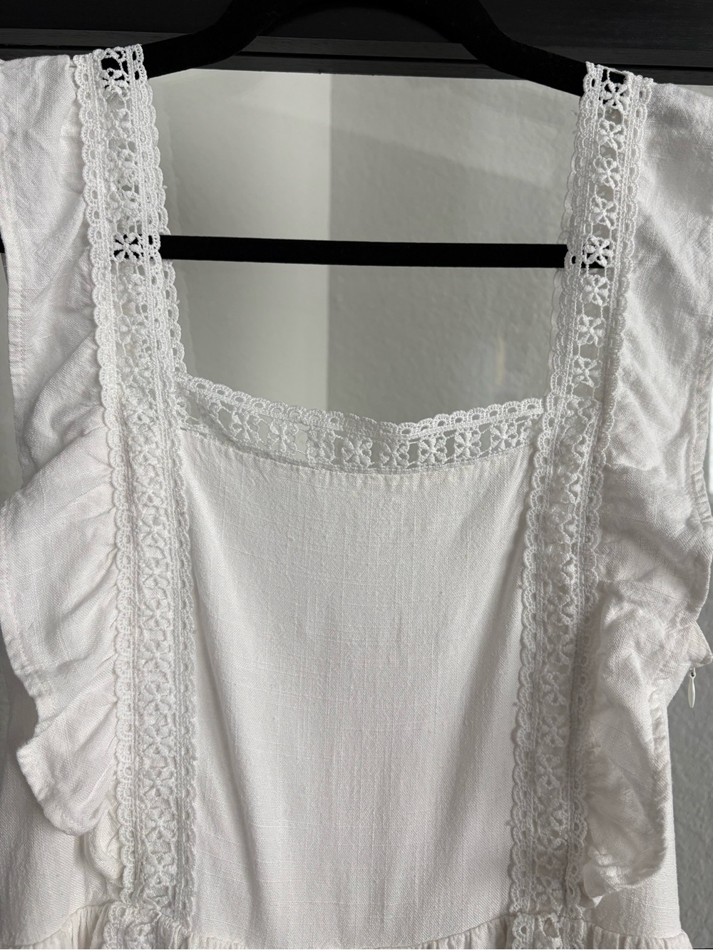 Altar’d State White Lace Trim Ruffle Mini Dress Cottagecore Boho Size S - Picture 3 of 10
